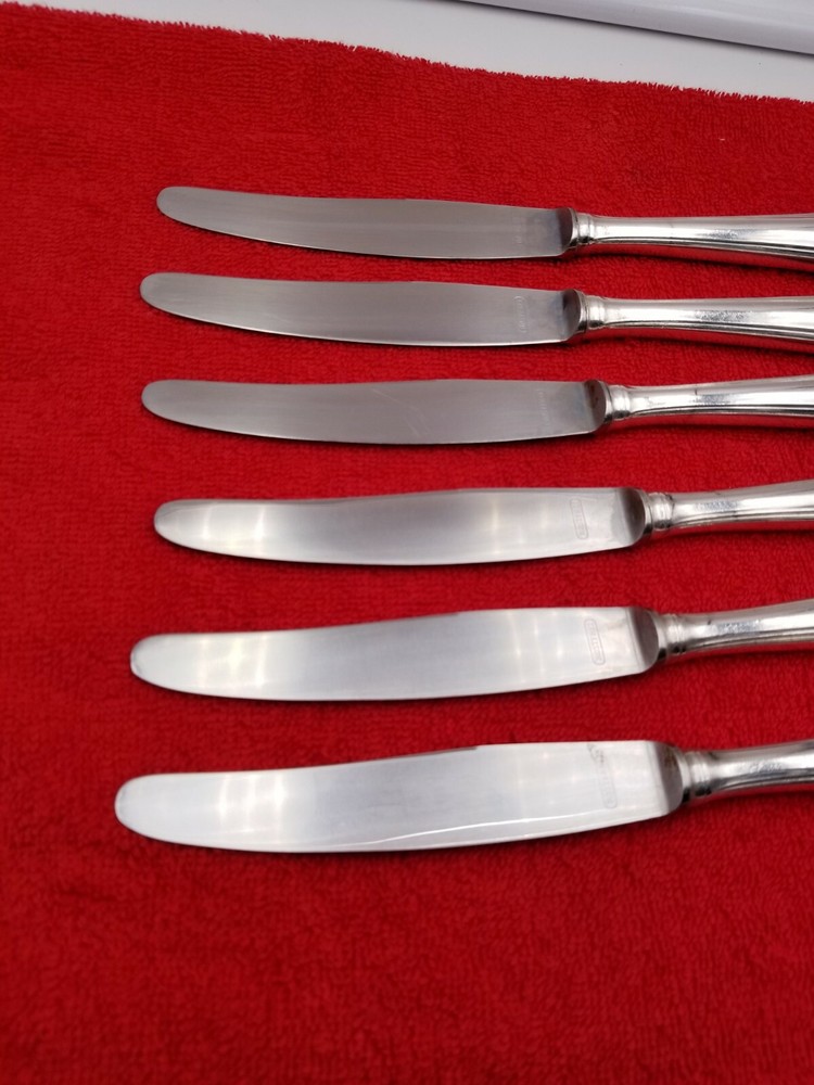 6 Dinner Knives ~ Homag 90 Germany Silverplate Flatware Scroll Pattern 8 5/8"