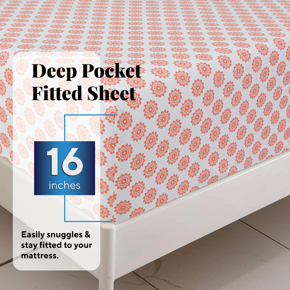 4-Piece Bed Sheet Set 100% Cotton Flat Fitted Sheets queen sheet set deep pocket