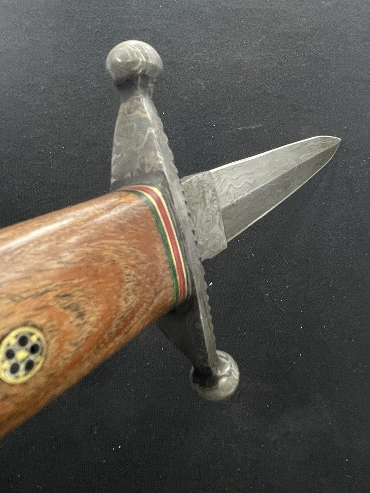 Custom Damascus Blade Dagger Knife with Sheath 9 1/4" Blade