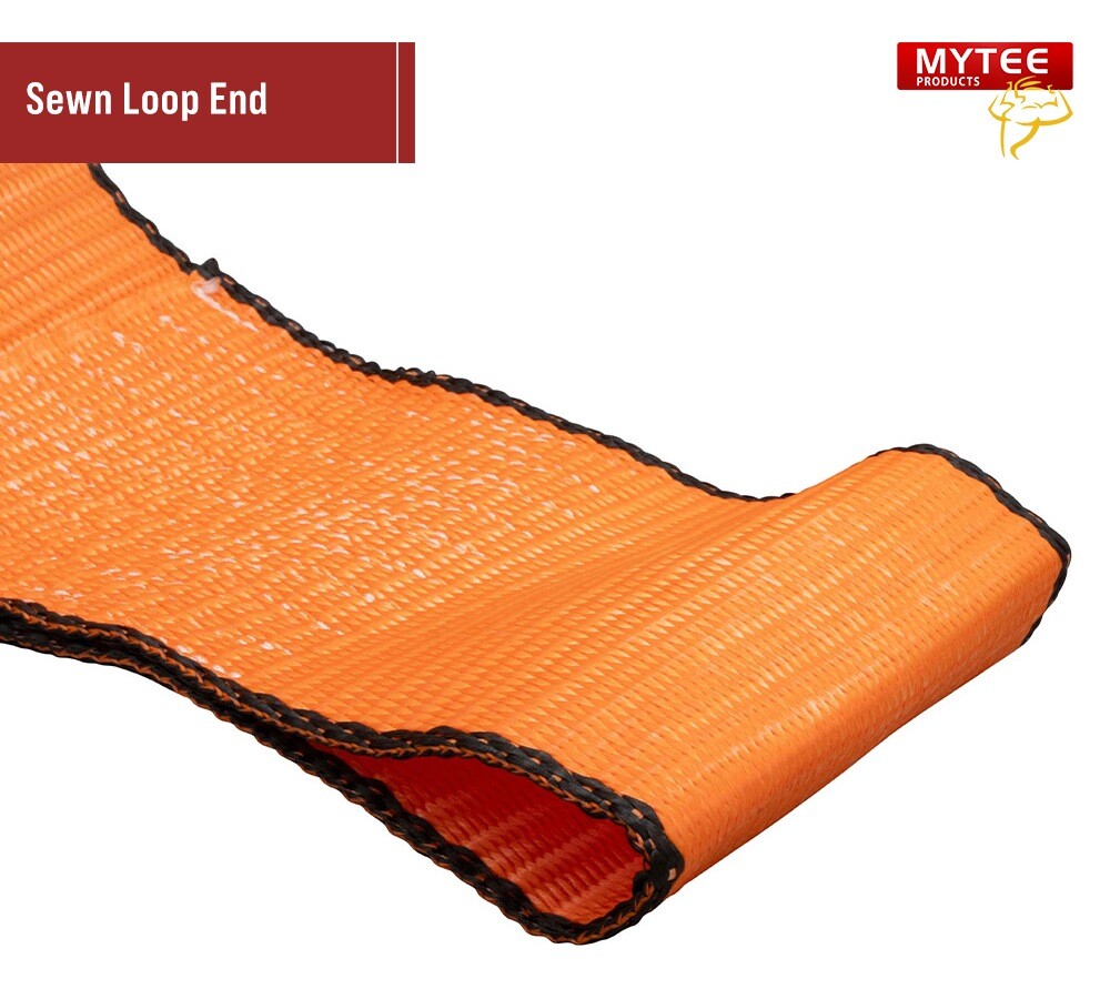 4"x5' Orange Roll Off Winch Strap for Container w/ Large Flat Hook 6,667 lbs WLL