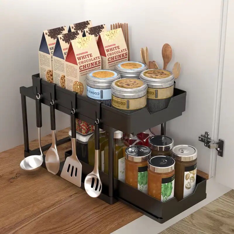 Set Of 2 Black under sink organizer