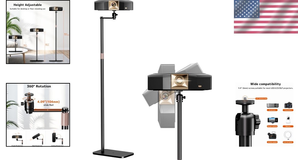 Universal Projector Stand Black Metal