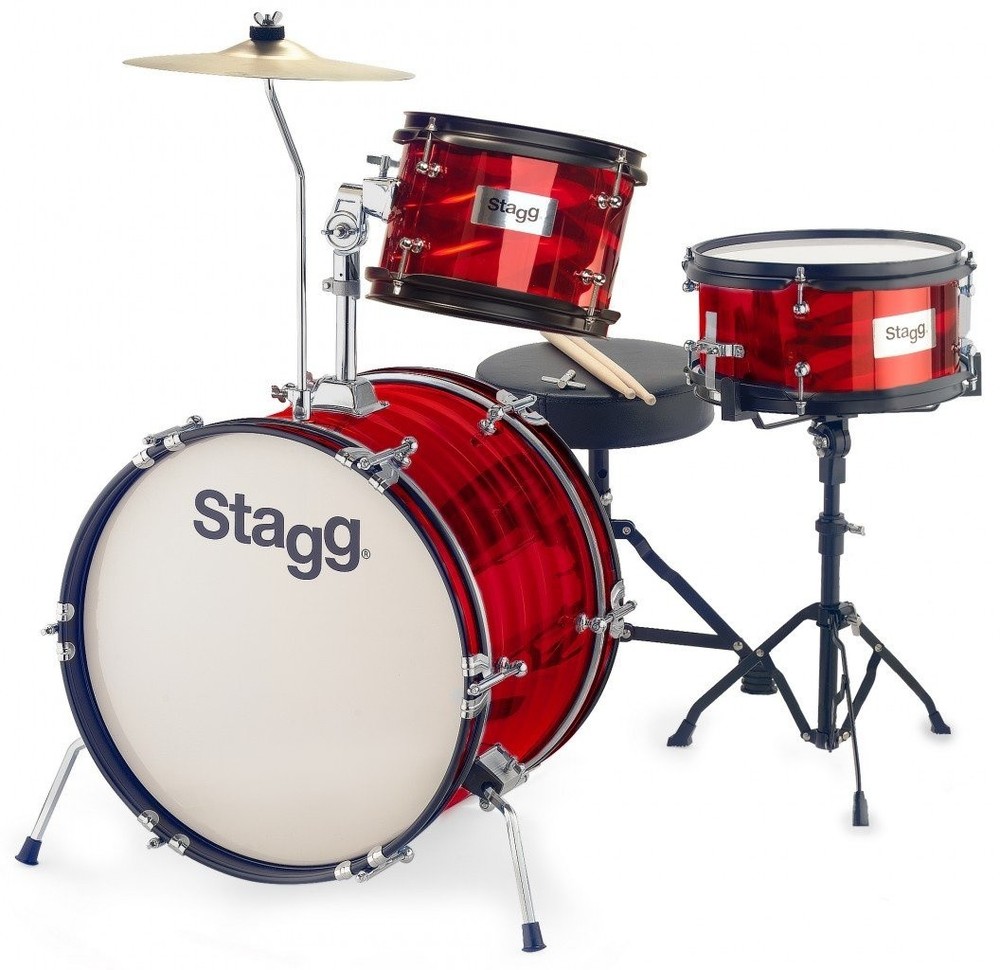 Stagg 3 Piece Junior Complete Drum Set - Red Swirl