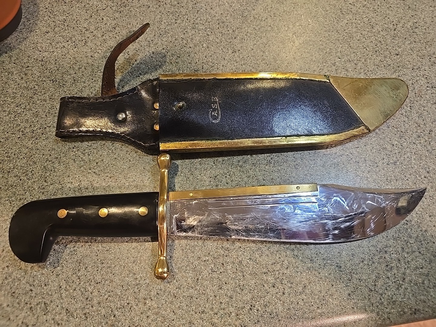 Case XX USA 1836 Bowie Knife with Sheath Daniel Boone Used