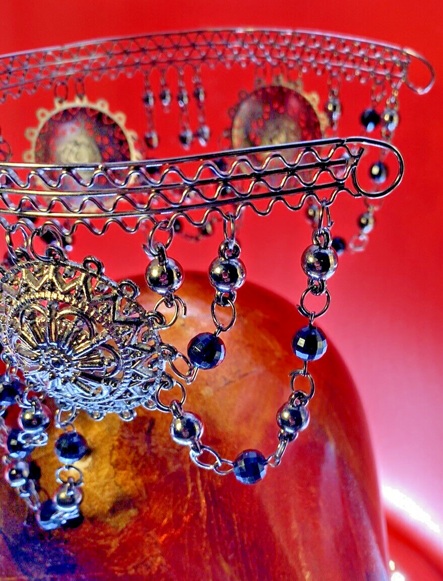 Indian Beaded Crown Vintage Art Piece Draped Beads "Anushka" Be Queen.