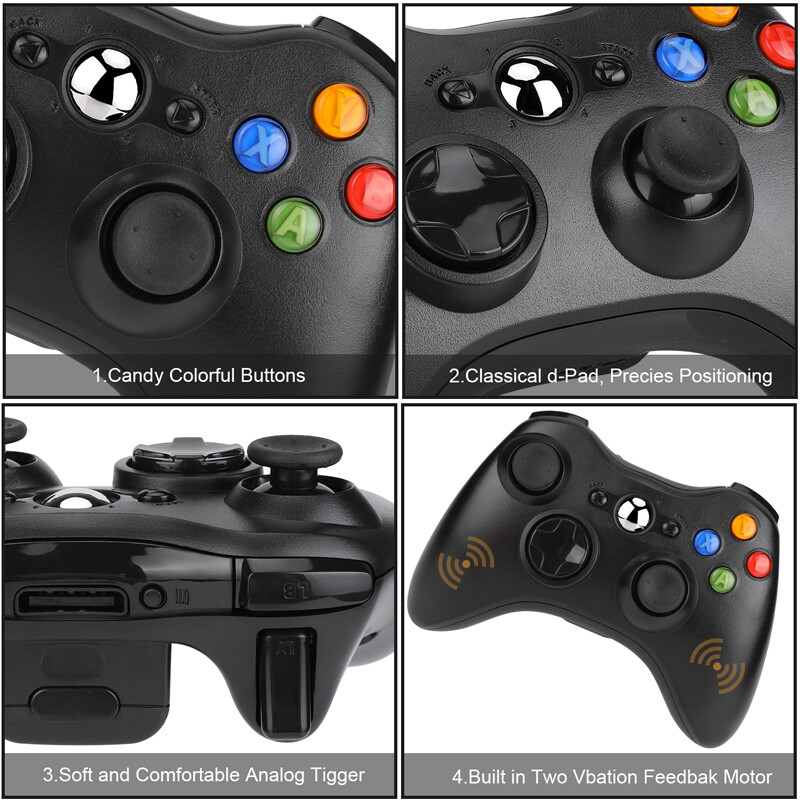 2.4GHz Wireless Game Controller Gamepad for Microsoft XBOX 360 & PC WIN 7 8 10