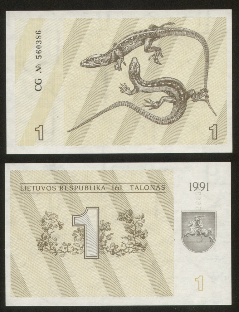 Lithuania 1 Talonas 1991 Pick 32a UNC CG