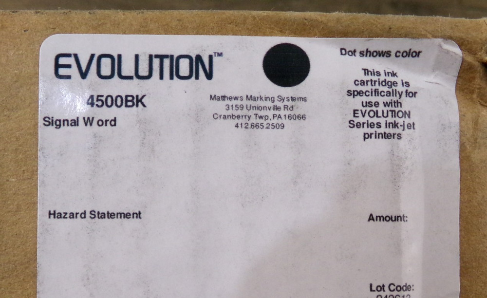 48 New Evolution 4500BK Black Ink Cartridges for Evolution Printers 1, 2 & 3, S7