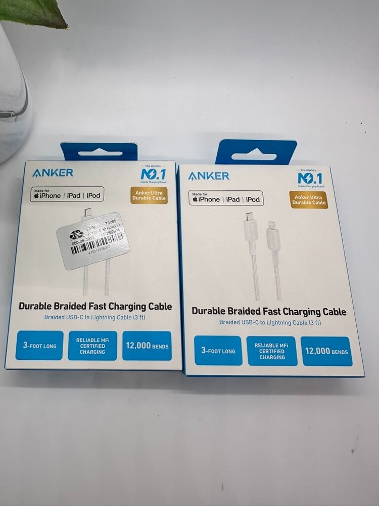 Anker 3' Braided Lightning to USB-C Fast Charging Cable - White