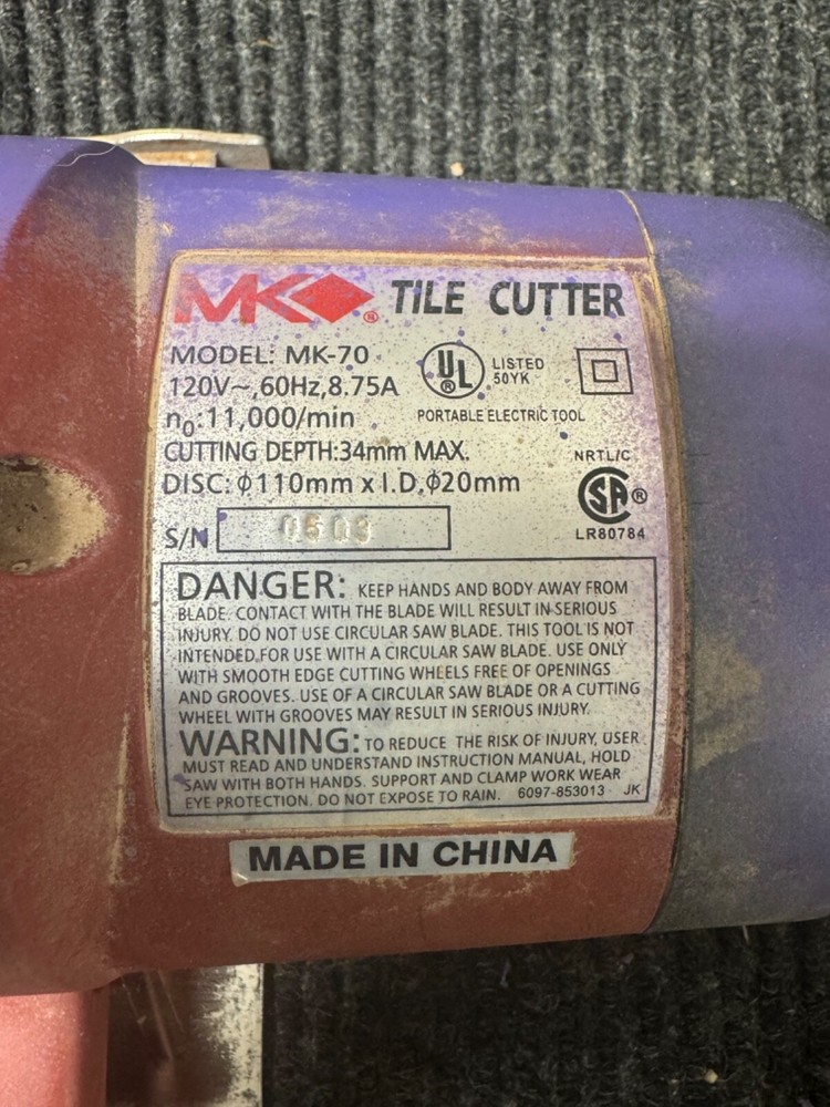 MK Diamond Products MK 70 Tile Saw Tested Working