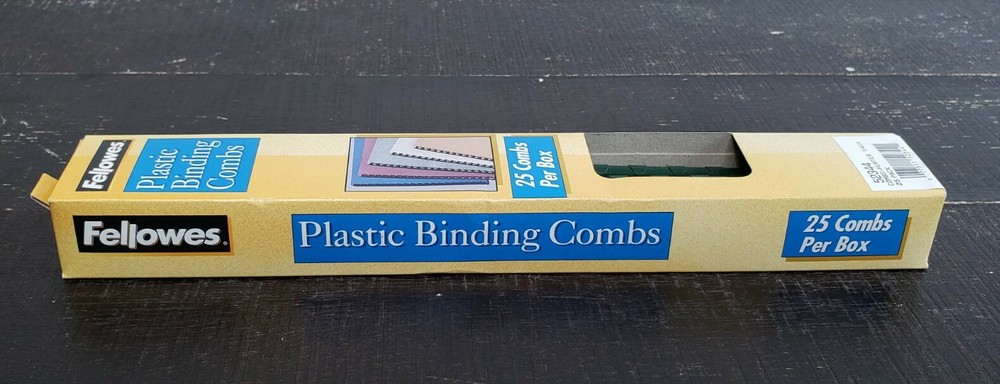 Fellowes 1/4" Plastic Binding Combs Hunter 25 Per Box 20 Sheets Cap 52344 NOS