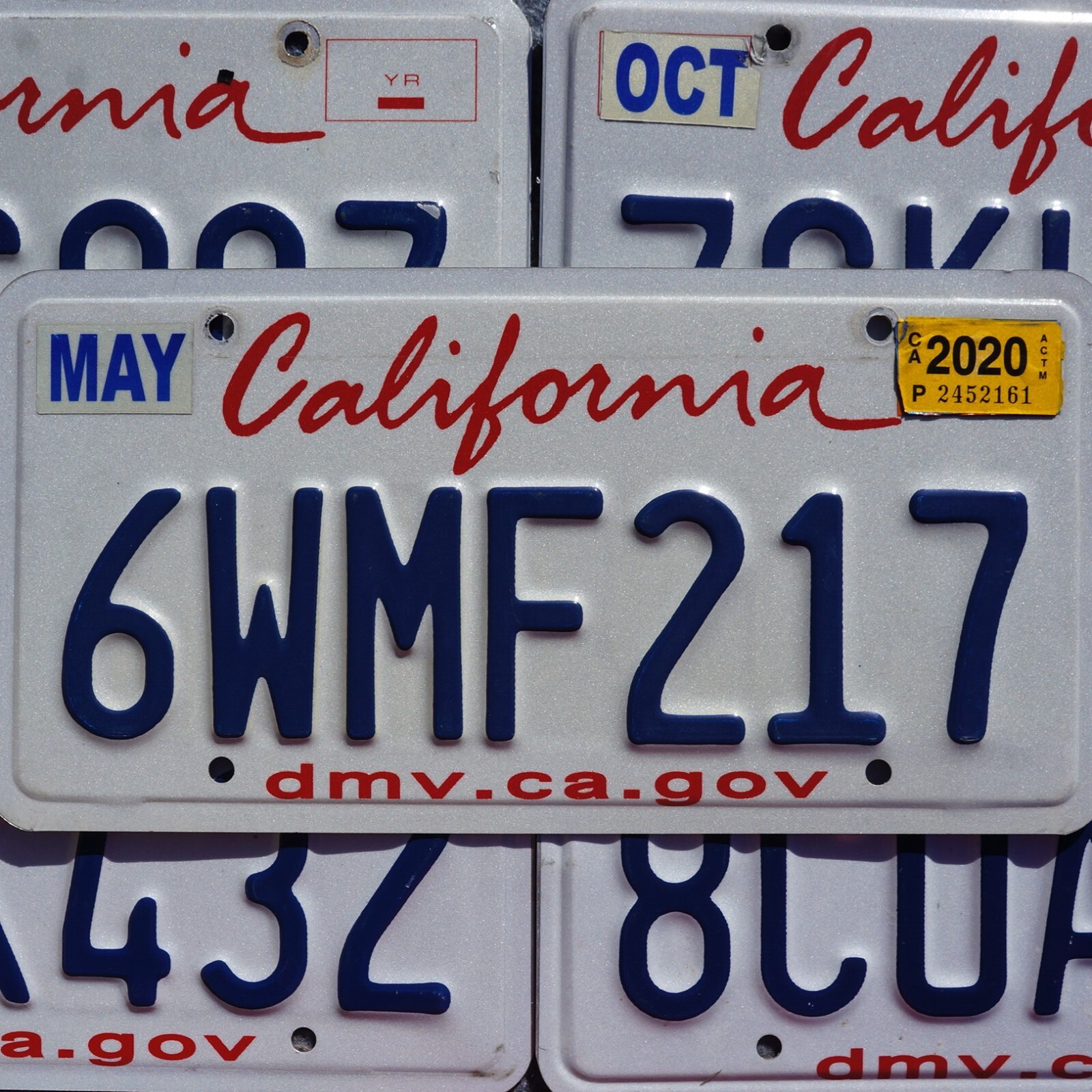 CALIFORNIA LICENSE PLATES - LIPSTICK Blue on White License Plate Tags RANDOM #