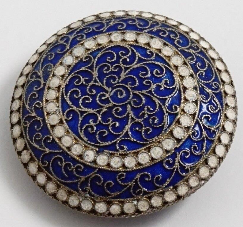 BEAUTIFUL ANTIQUE RUSSIAN SILVER ENAMEL COMPACT PILL BOX