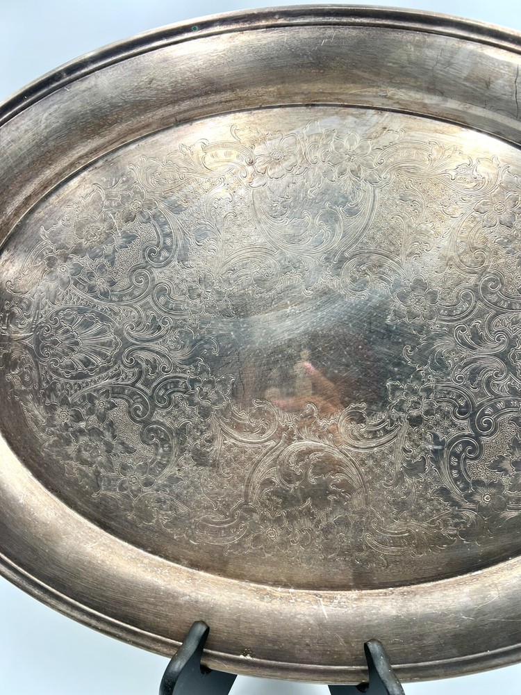 Beautiful VTG EP Gorham YC 467-2 Silver Plate OVAL HANDLED Tray Platter 22”