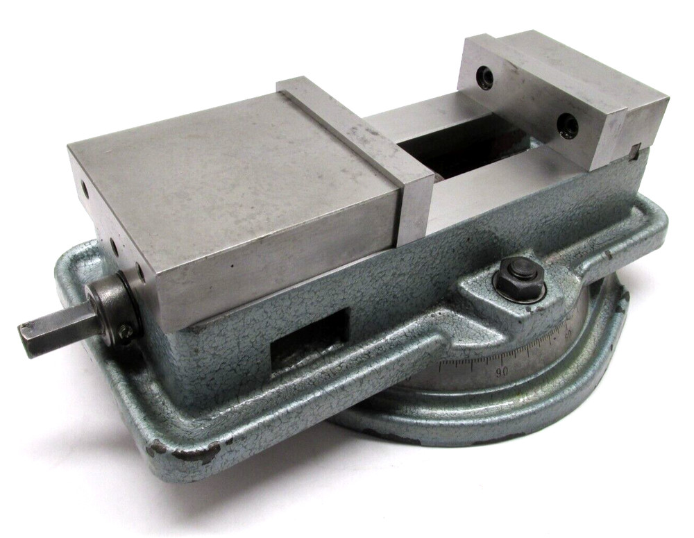 NICE! 4" MILLING MACHINE VISE w/ ROTARY BASE, JAWS & HANDLE