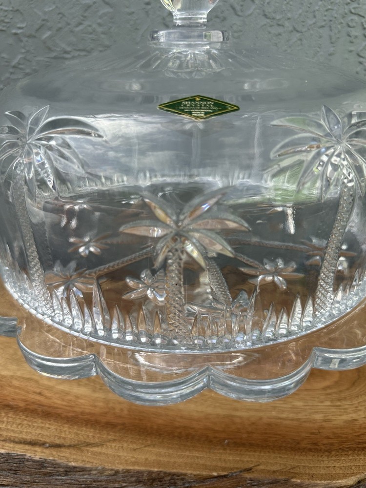 SHANNON CRYSTAL CAKE STAND WITH DOME PALM TREE