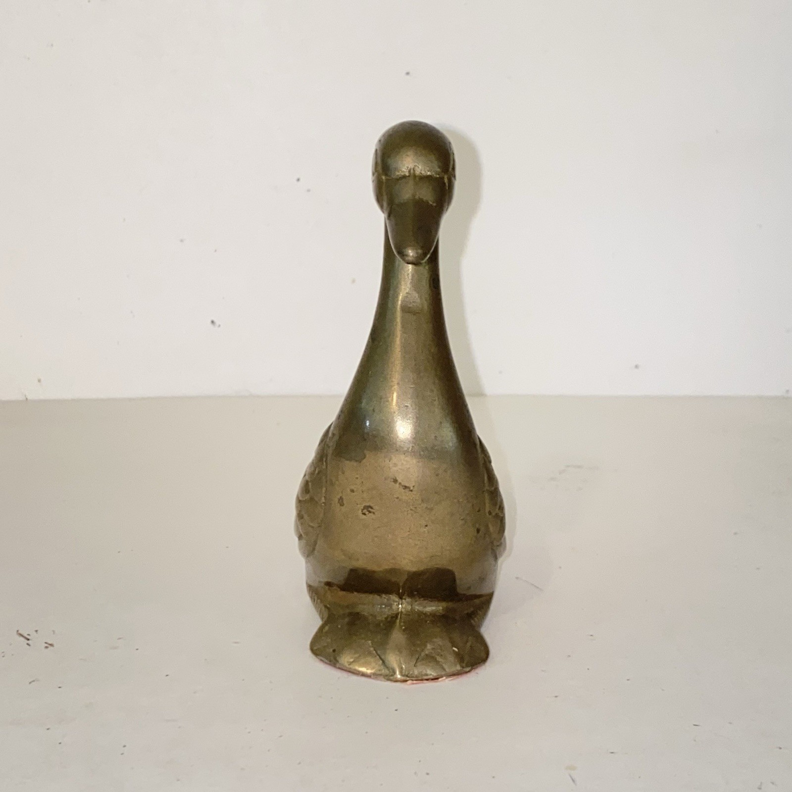 Vintage MCM Solid Brass Swan Goose Figurine