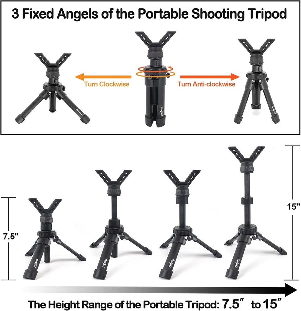 Lightweight Adjustable Height Shooting Rest Tripod - Perfect for Range and Field