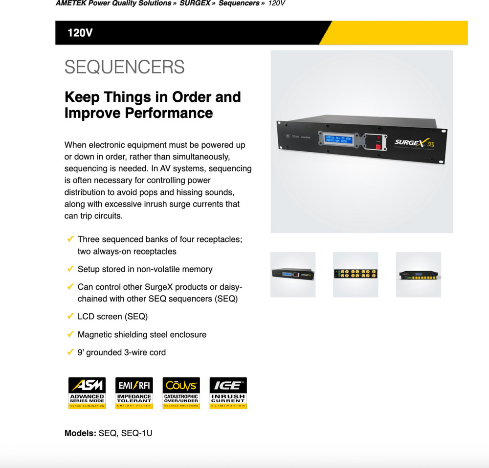 SurgeX Advanced Series Mode SEQ Surge Eliminator Power Conditioner NIB