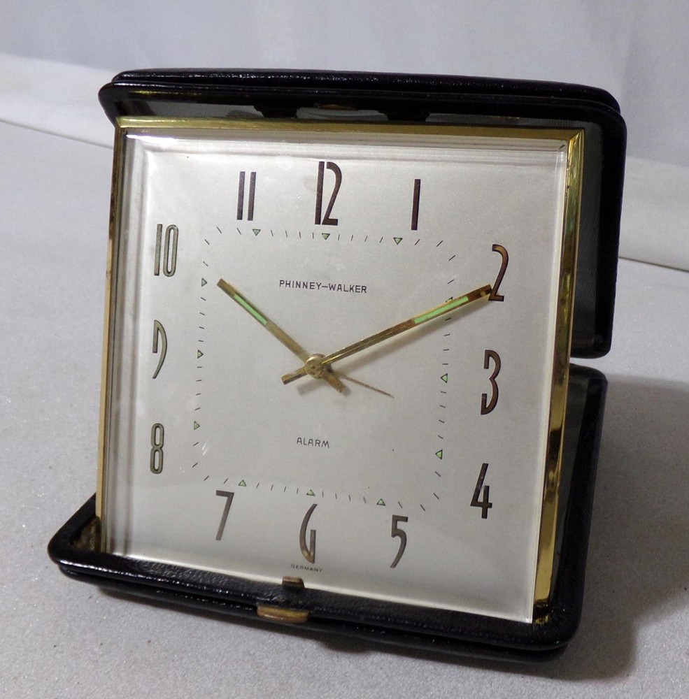 Phinney-Walker Oversize 5” Leather Case Art Deco Clock2