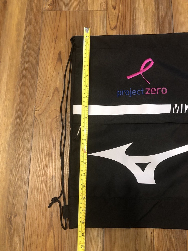 Mizuno Black Project Zero Drawstring Drawback Bag Gym Softball Baseball