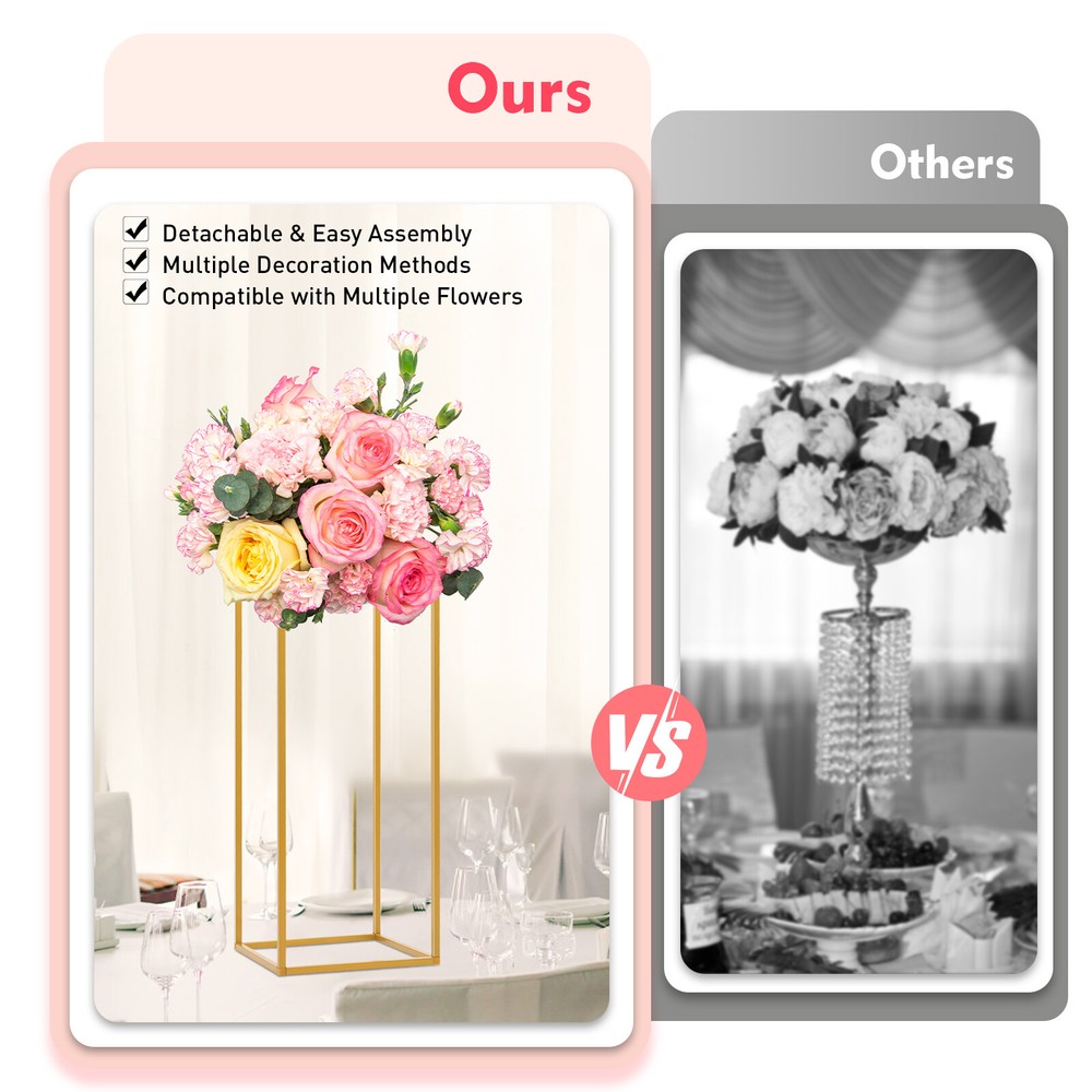 Gold Metal Flower Stand Rectangular Rack For Wedding Table Centerpieces Decor 🔥