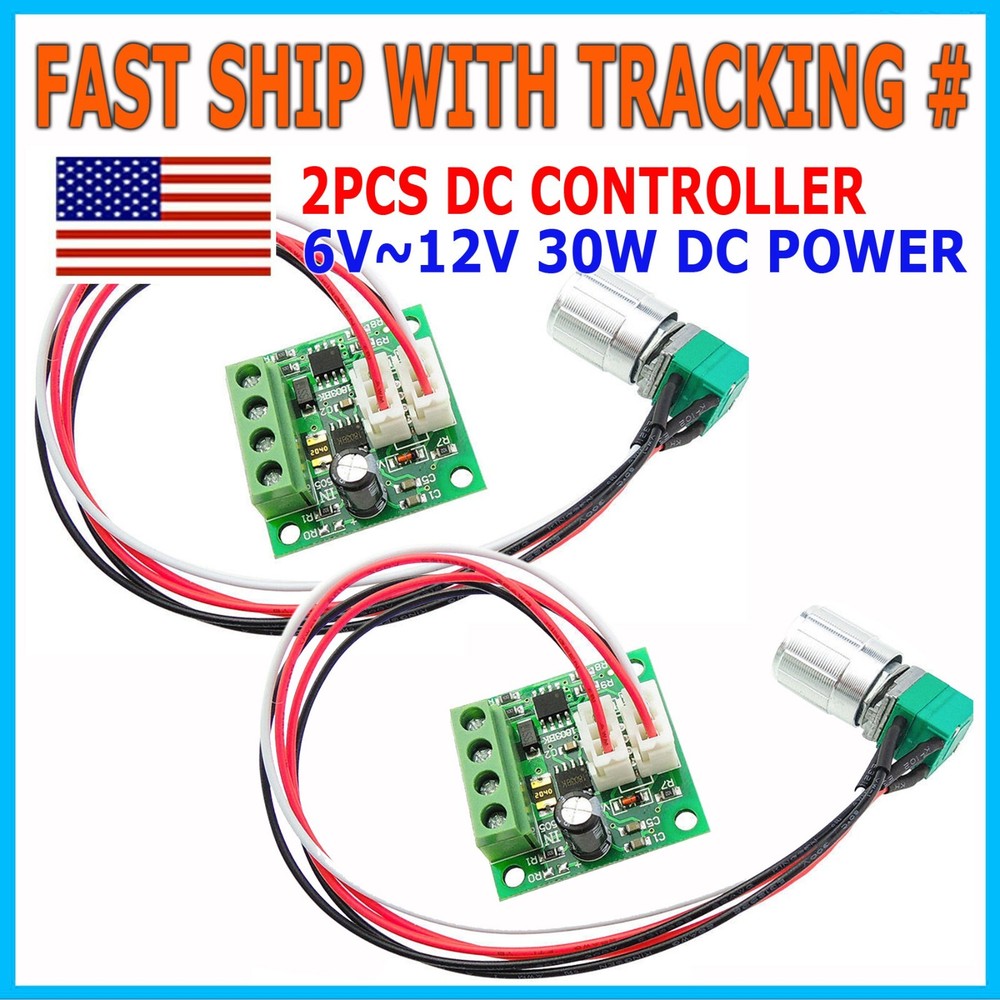 2X 6V 12V 2A 30W DC Motor Speed Controller PWM Adjustable Variable Driver Switch