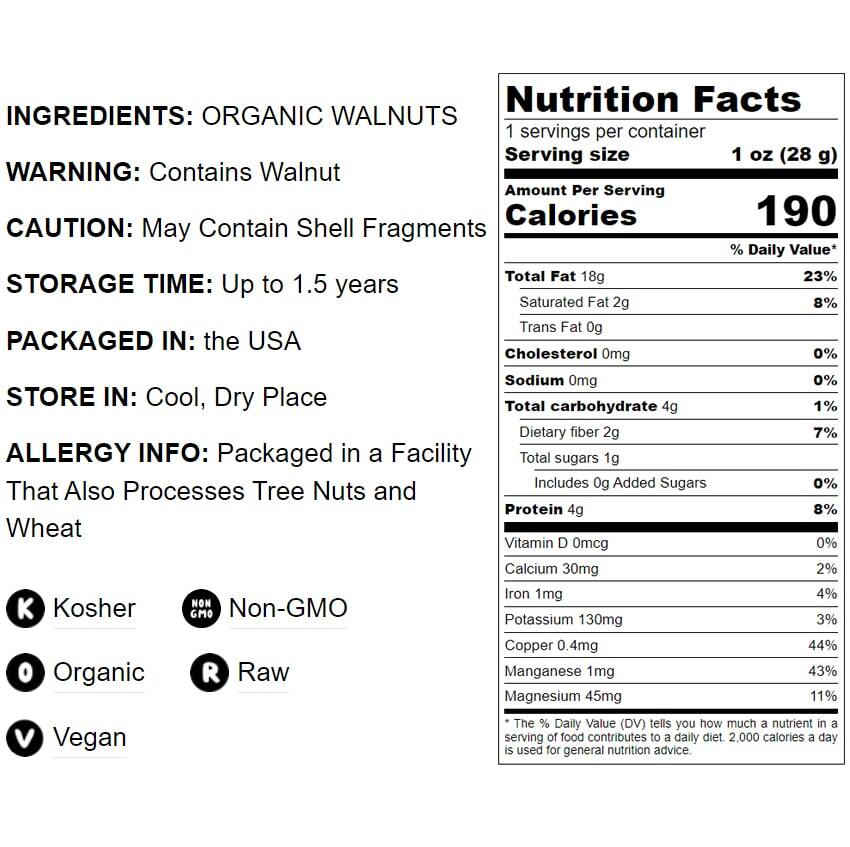 California Walnuts - Kosher, Raw, Vegan - by Food To Live