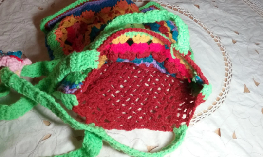 Hand Crochet Hippy Psychedelic Shoulder Bag