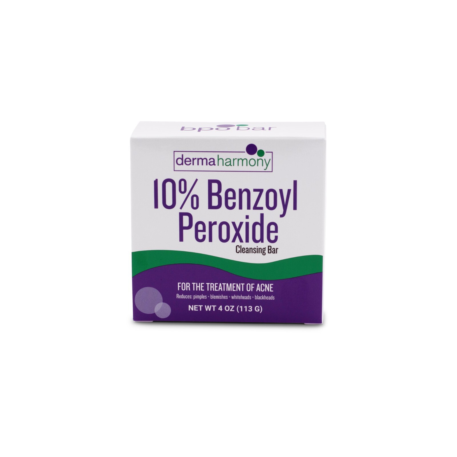 10% Benzoyl Peroxide Non Soap Cleansing Bar - DermaHarmony 4oz - One Bar