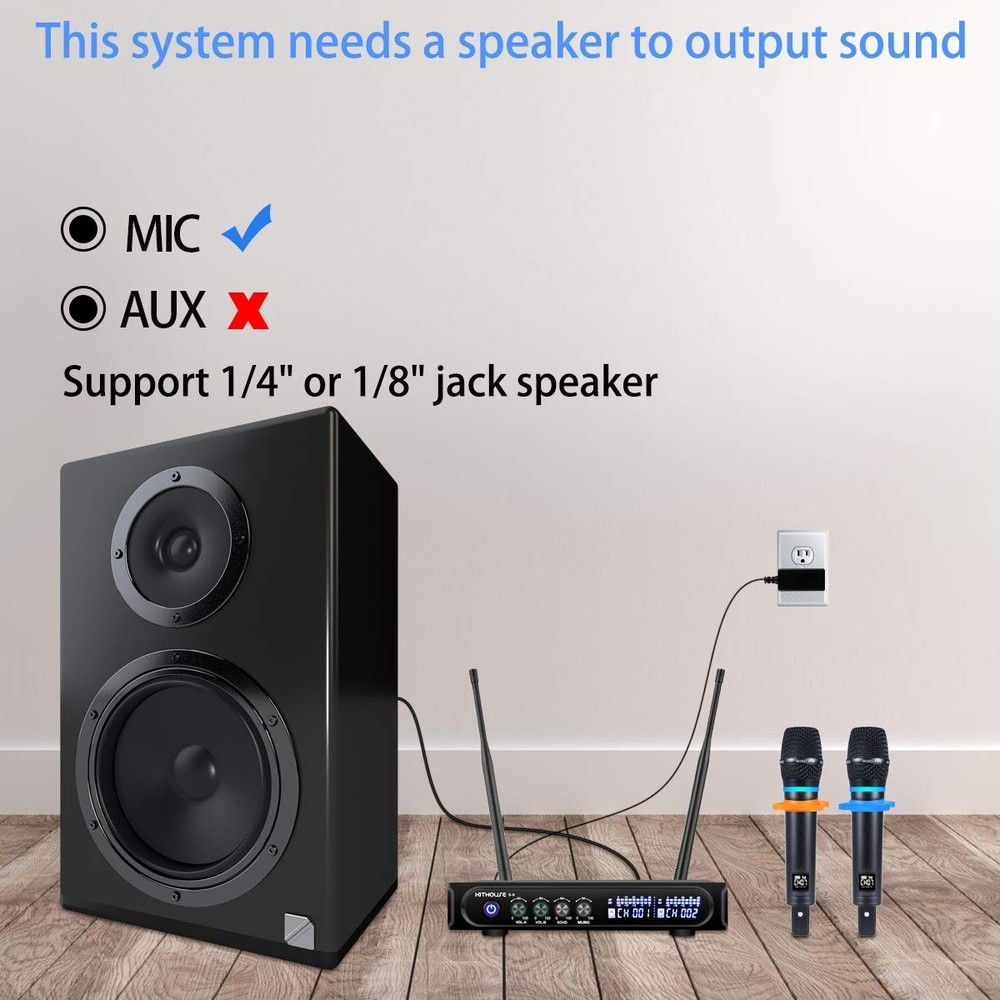 S9 UHF Rechargeable Wireless Microphone System Karaoke Microphone Wireless Mi...