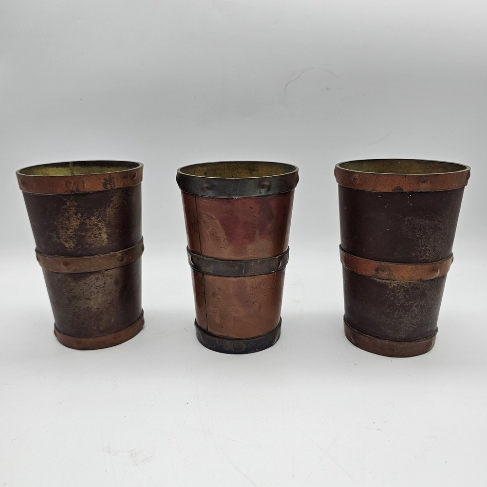 Vtg Hammered Copper Pitcher & Mugs Mexico Heavy
