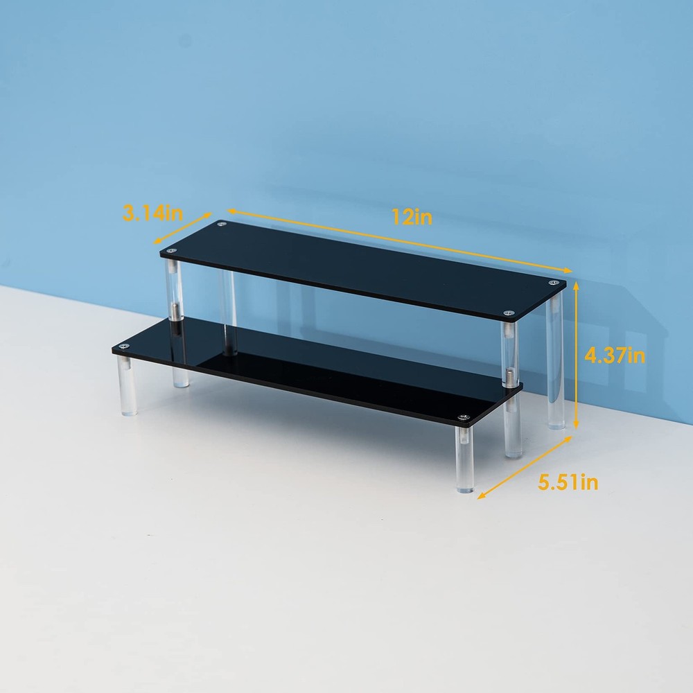 2 Tier Black Acrylic Display Riser Cupcake Stand Display Shelf for Decoration...