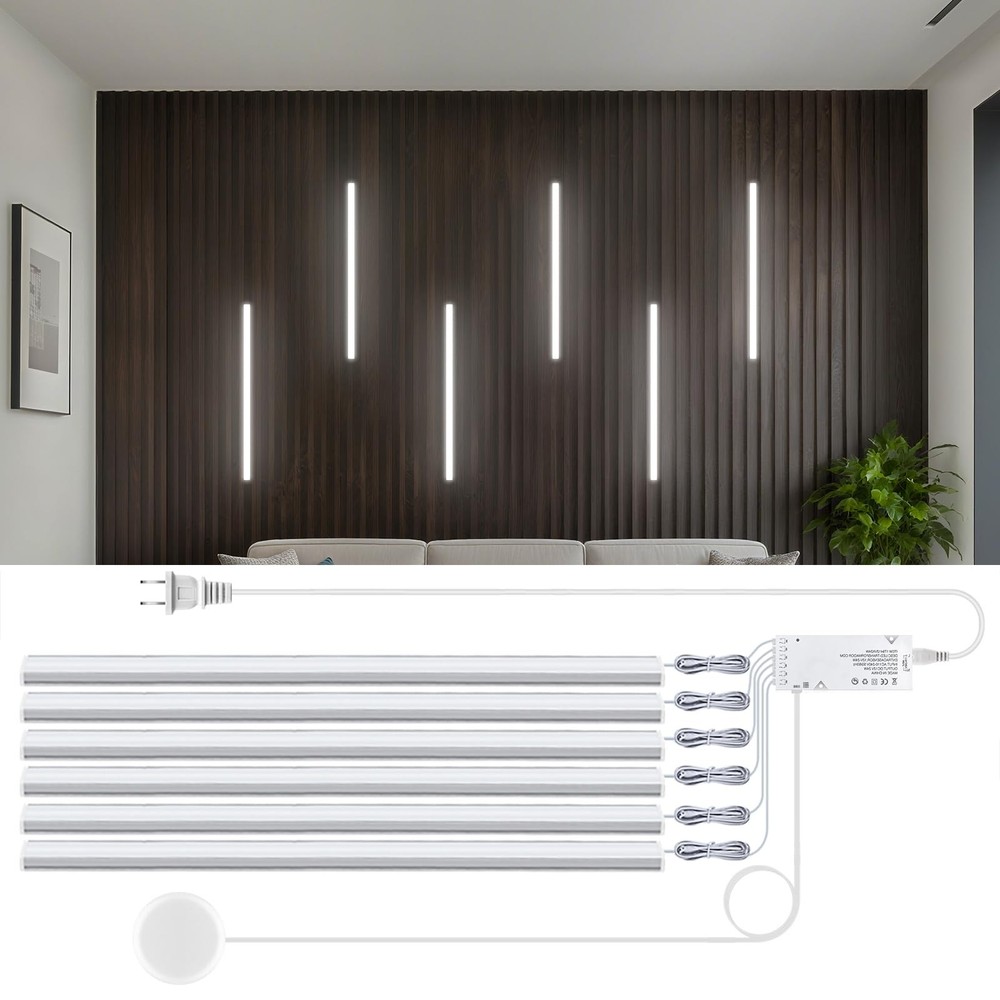 6 PCS 12 Inch Under Cabinet Lighting,Parallel Connection Dimmable Light Bar,C...