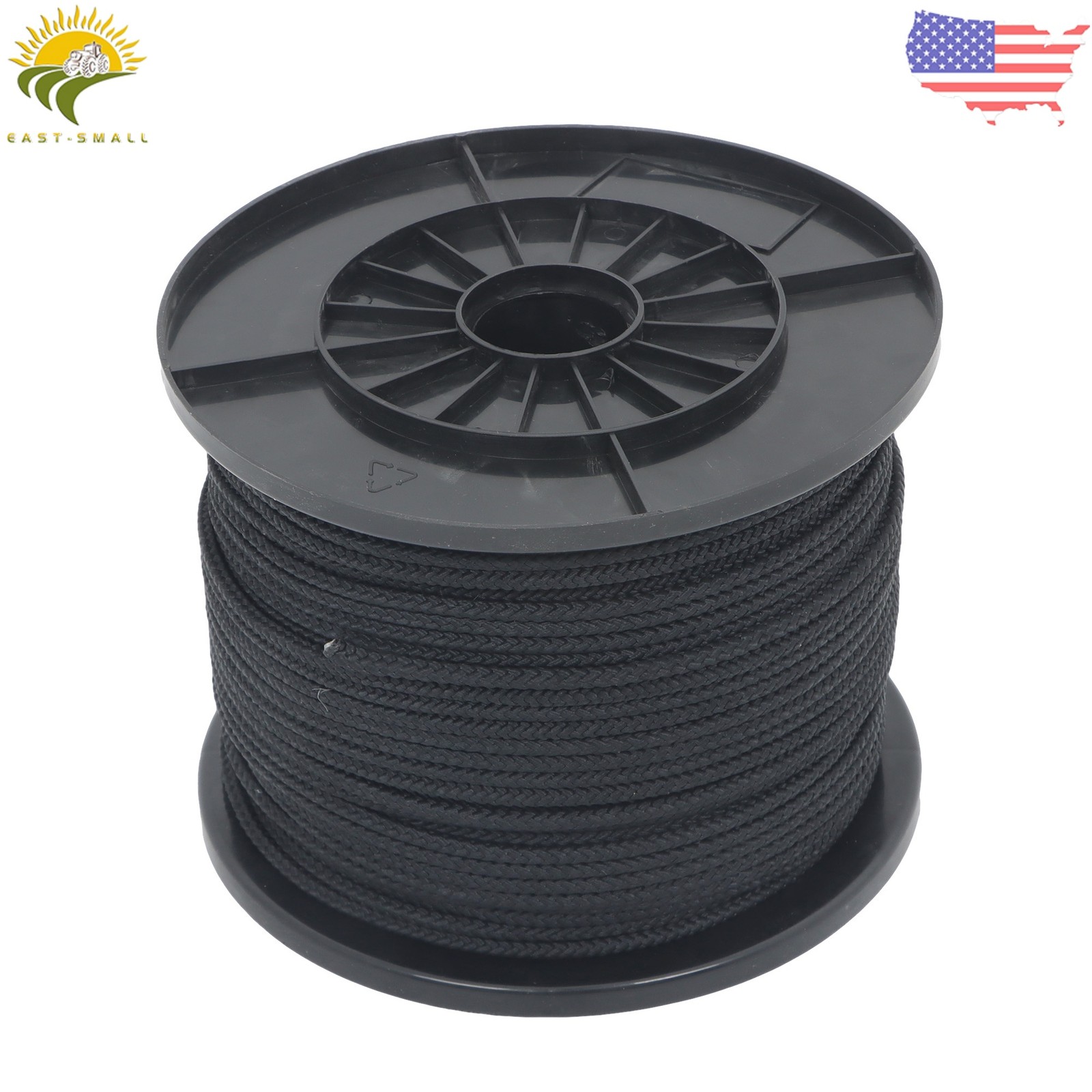3/16" Black Dacron Polypropylene Rope 500 Ft Spool High UV & Abrasion Resistance