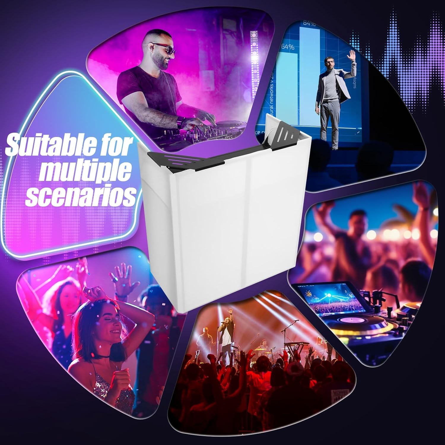 Portable DJ Facade Table Station 44"x41" Event Booth Facade Metal Foldable Frame