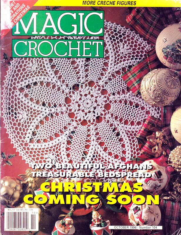 Magic Crochet Magazine Oct 1996 #104 Afghans Bedspreads Patchwork 38 Projects