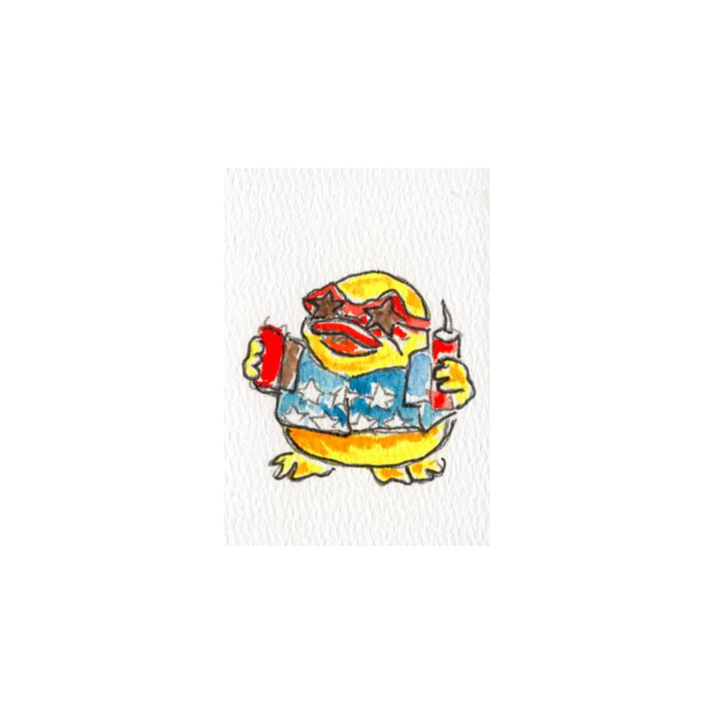 Hand Painted ACEO Fireworks Duck