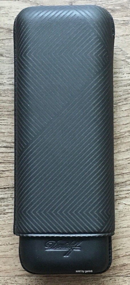 Davidoff Black Leather Leaf Pattern XL-2 Double Cigar Case / Pouch 105601