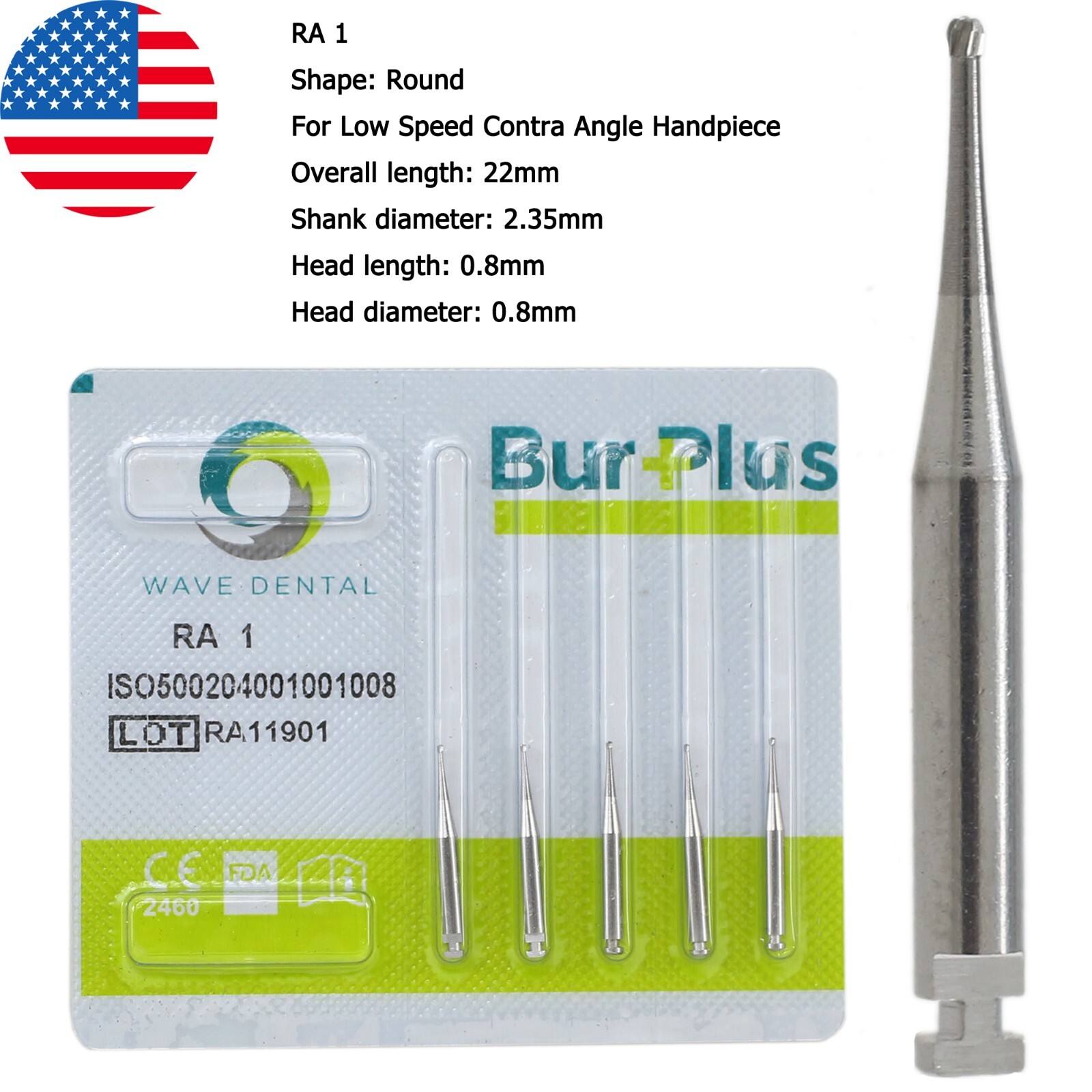 Wave Dental Carbide Burs Surgical Bur Latch 2.35mm RA SURG 2 4 6 8 Contra Angle