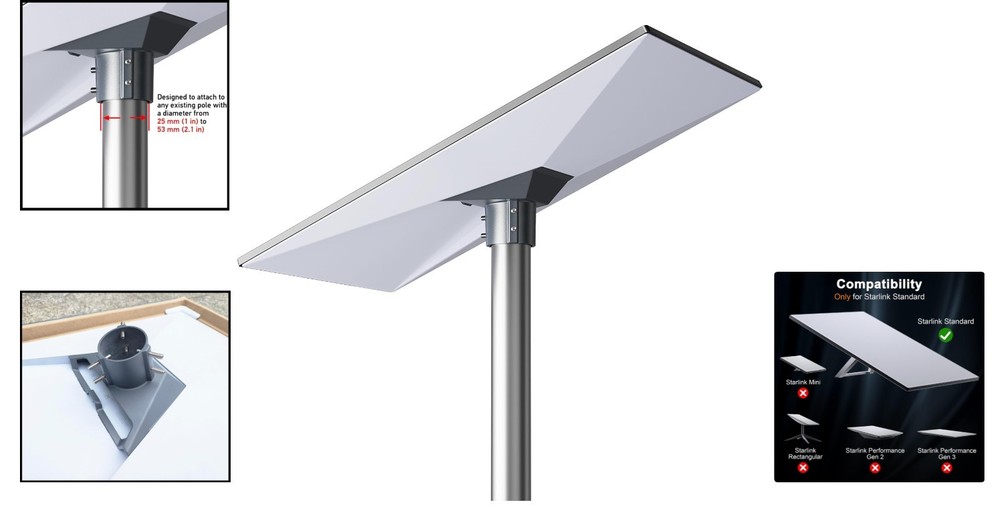 Durable Starlink Gen 3 Pole Mount Adapter - Easy Installation, 70mm Socket