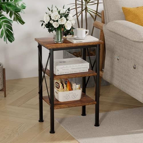 Modern Nightstands X-Design Side End Table Night Stand with 1 Pack Brown