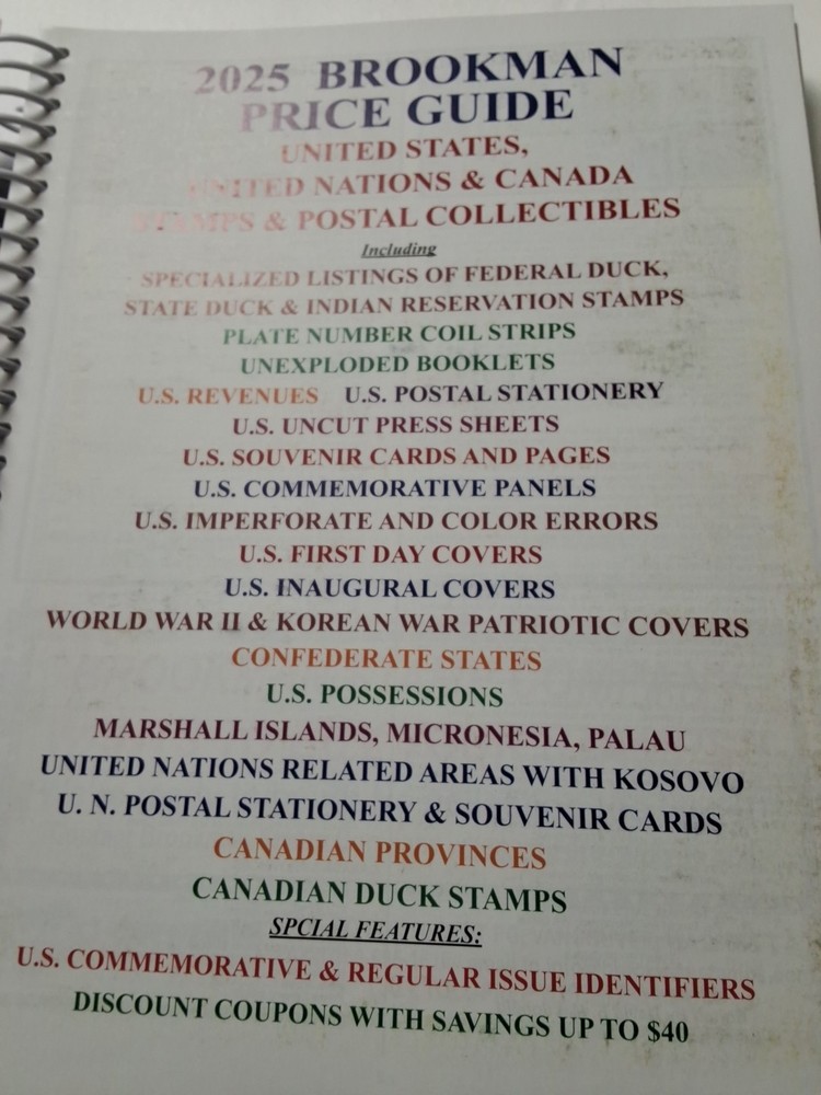 2025 Brookman Price Guide US Canada UN Postage Stamp & Cover Catalogue