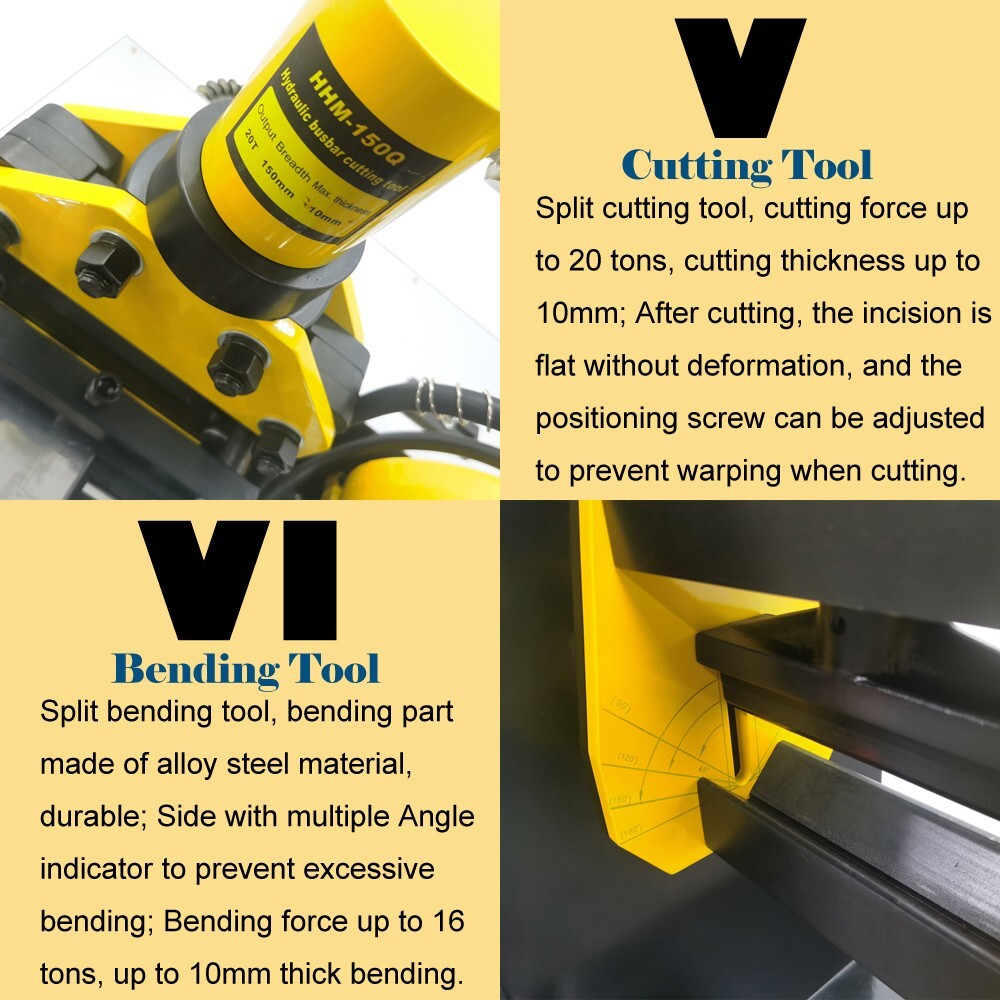 110V 150 Type 3-in-1 Busbar Processing Machine Cutter/Bender/Hole Puncher 1.2HP