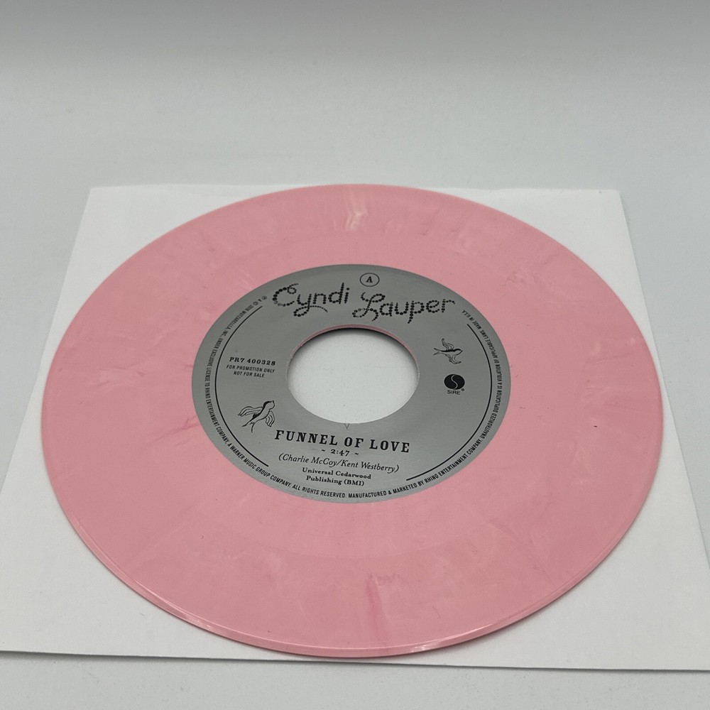 Cyndi Lauper Funnel of Love Signed Autograph 7" Pink Vinyl Record Promo 2016