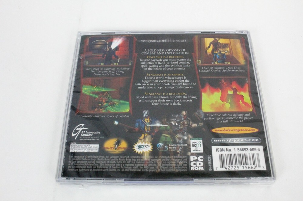 DARK VENGEANCE PC Sealed, Cracked Case GT Interactive Vintage Computer Game