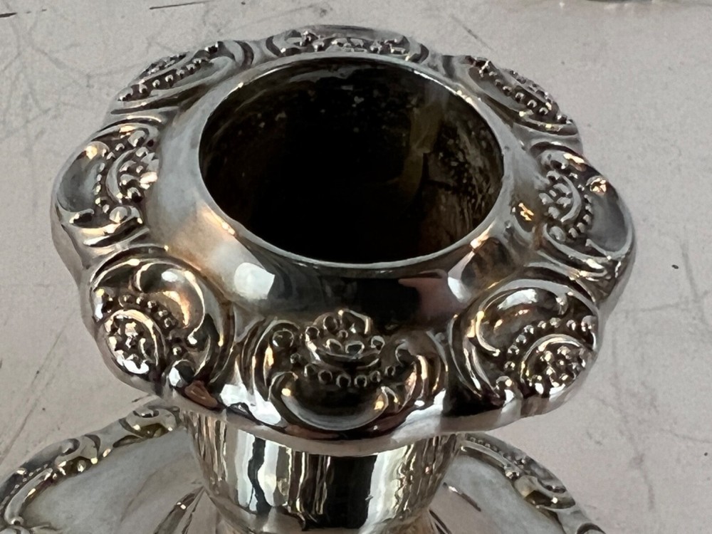 Vintage Wallace Baroque Pair of Silver Plate Candlesticks