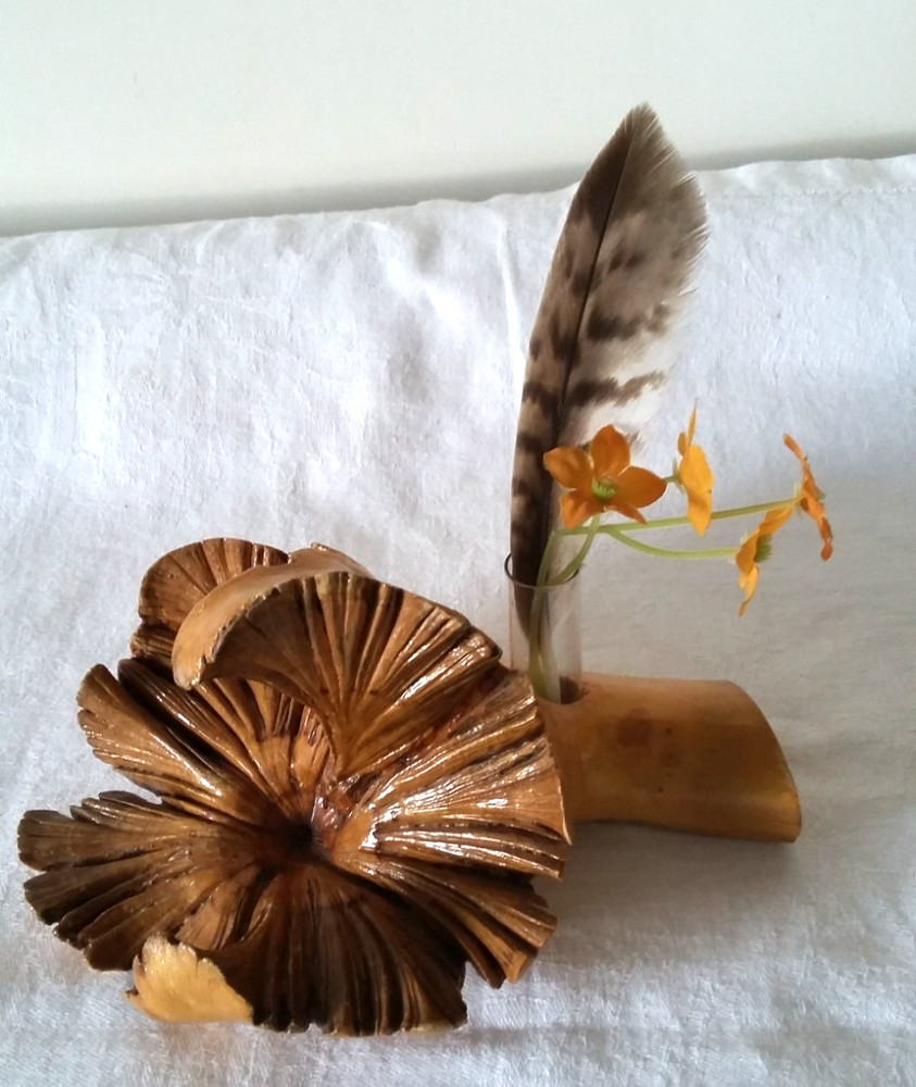 Cypress root (?) single flower vase/pen holder Handcrafted