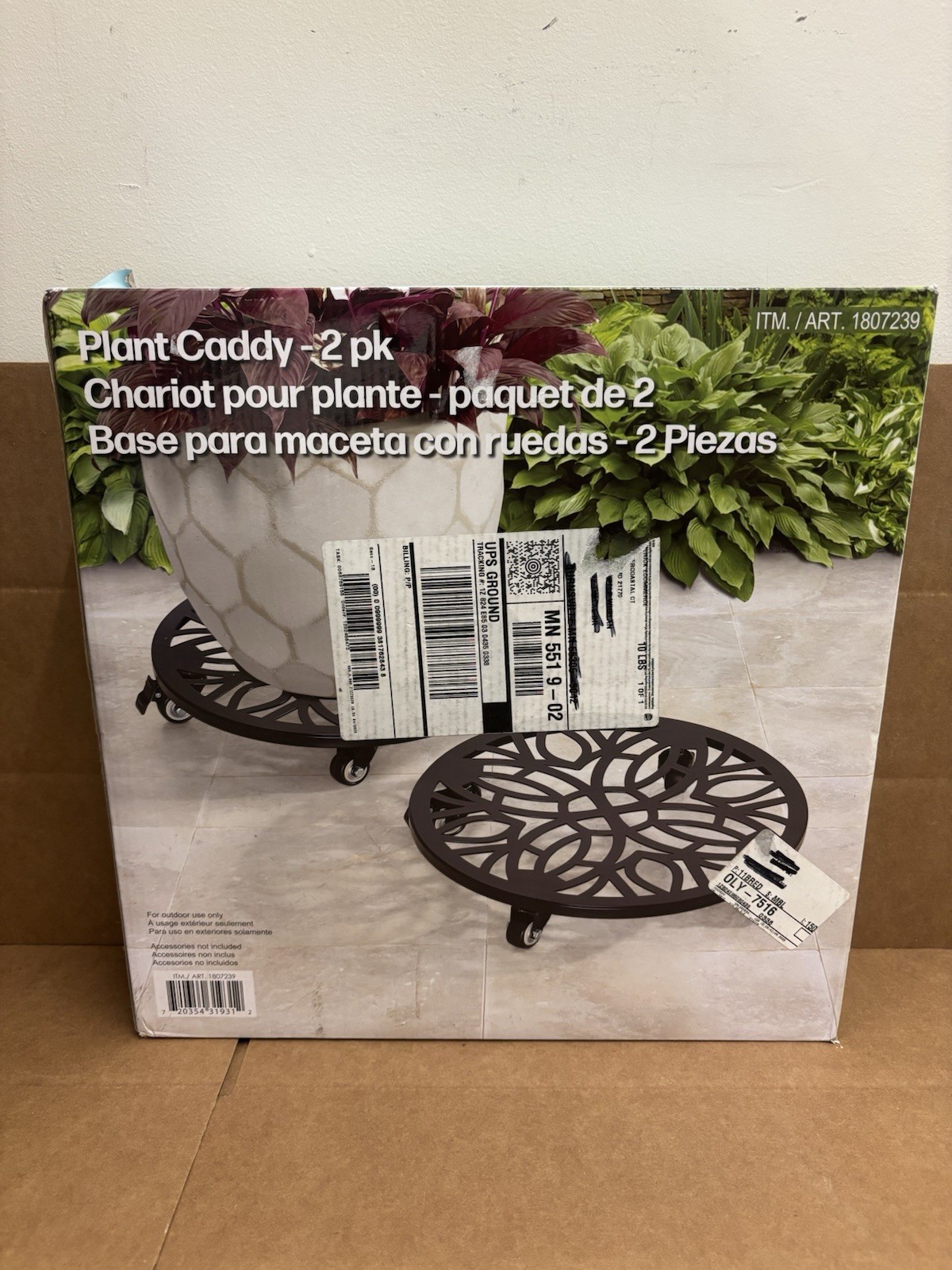 2-Pack Costco Steel Plant Caddy with Heavy-Duty Ball Bearing Casters Black