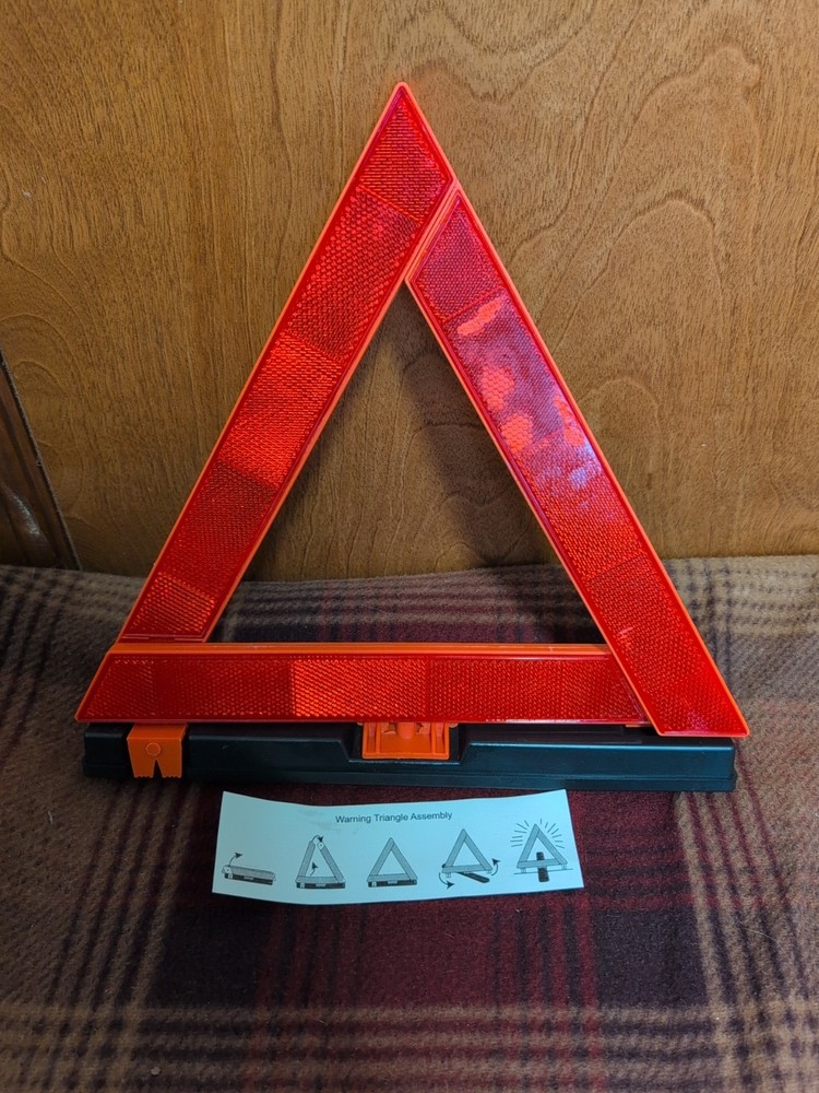 Warning Triangle Reflective With Weighted Base Rotates 90 Degrees